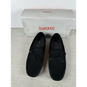 SWIMS‎ Braided Lace Lux Loafer Driver Black/Graphite Mens 9.5 NEW Flaw On Aglet